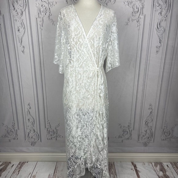 Bohemian White Lace Swimsuit Kimono Beach Dress Coverup - Picture 2 of 7